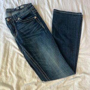 Miss Me Blue Boot Cut Jeans with Vintage Fading